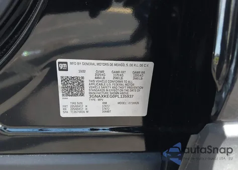 2023 Chevrolet Equinox Fwd Lt z USA, uszkodzony, nr VIN 3GNAXKEG0PL135937